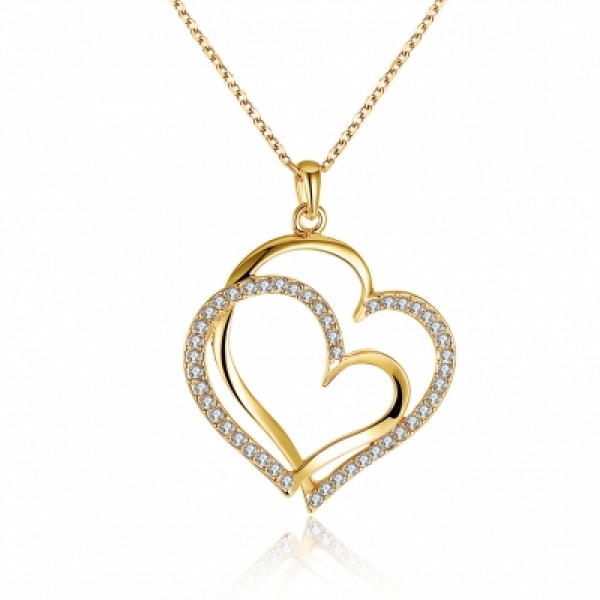 Eco-Friendly Gold Heart-Shaped Pendant Necklace for Ladies