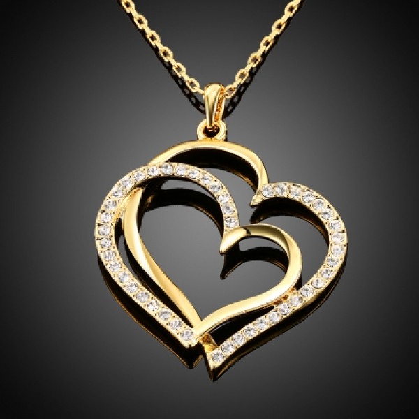 Eco-Friendly Gold Heart-Shaped Pendant Necklace for Ladies 