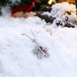 Christmas Colorful Zircon Necklace Fashion Women Trend Snow Necklace