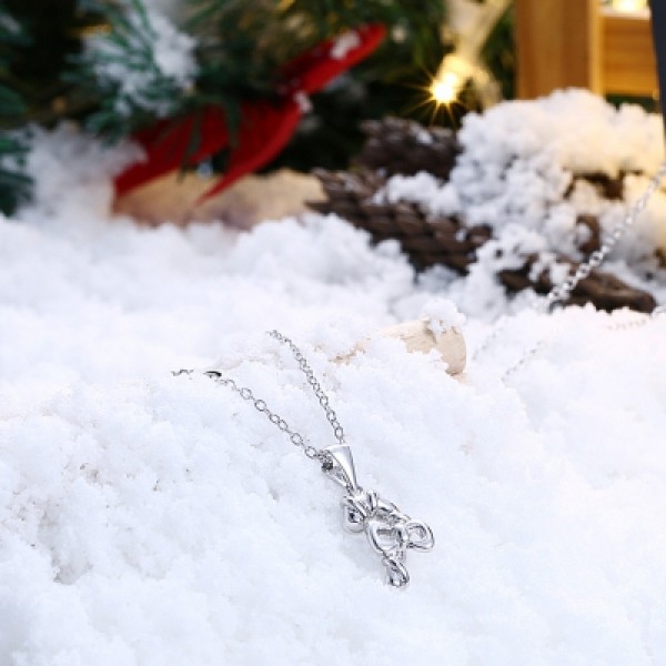 Christmas Zircon Bow Necklace 