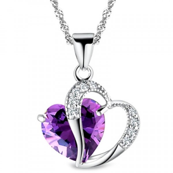 Heart Shaped Artificial Crystal Clavicle Necklace 