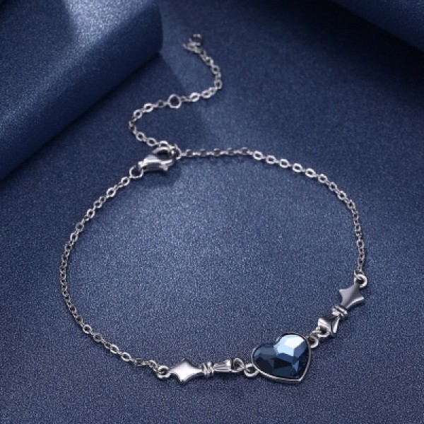 S925 Heart Sterling Silver Bracelet 