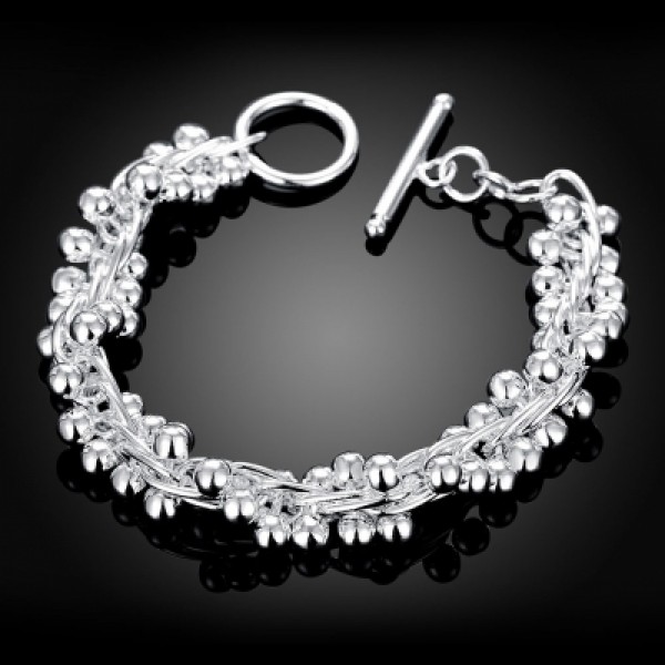 Round Silver Chain Grape Bracelet 