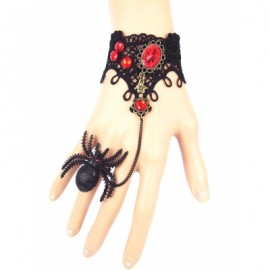 Faux Ruby Lace Bracelet with Spider Ring