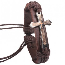 Scripture Cross Faux Leather Bracelet