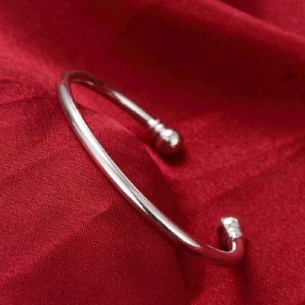 Male Double Bead Bracelet Fashion Circular Shape Silver Bracelet 