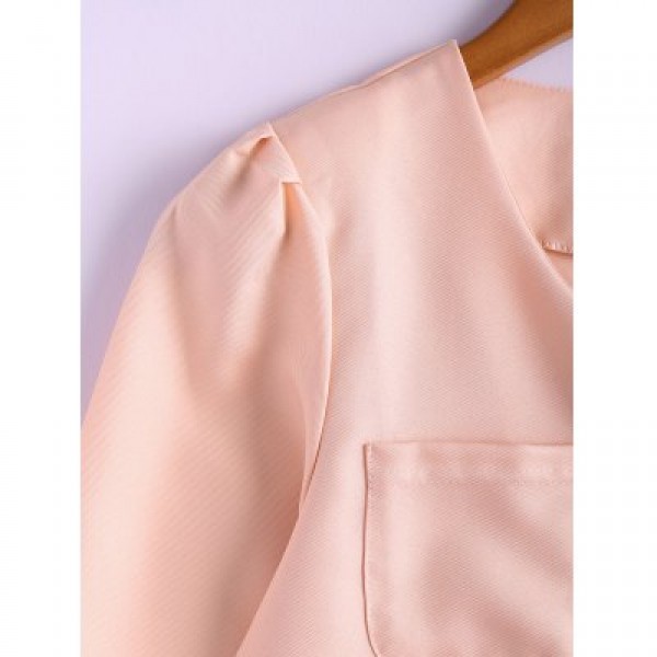 Candy Color Puff Sleeve Cotton Coat 