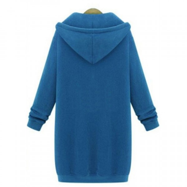 Women Plus Size Warm Hoodie Casual Loose Sweatshirt Coat Velvet Fashion Outwear 