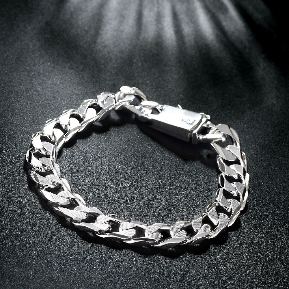 H032 Men's Geometric Silver Chain Bracelet